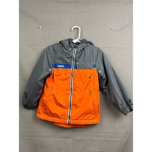 OshKosh B'gosh Toddler Boy Orange Gray Blue Hoodie Jacket, Size 3T